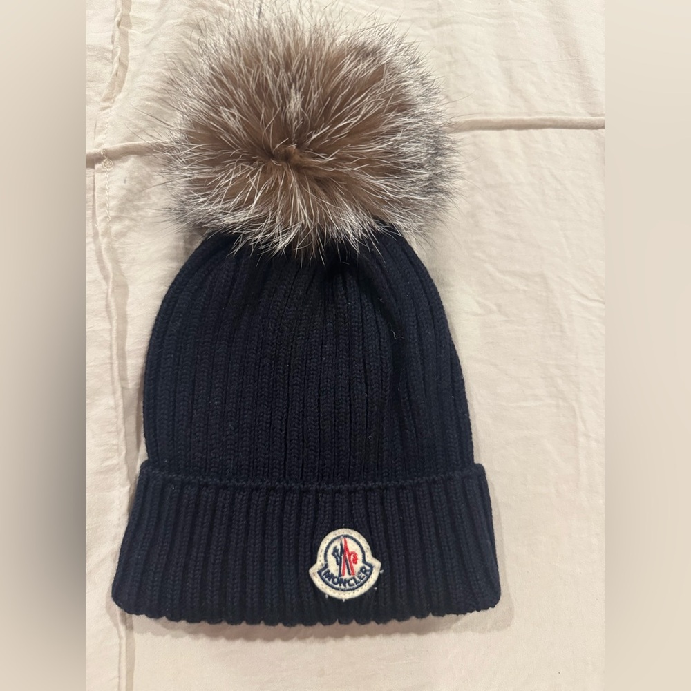 Moncler Kids Black Pom-Pom Beanie